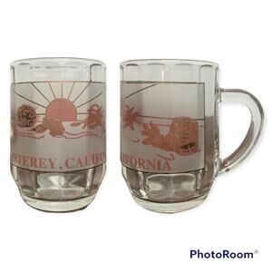 Unbranded Monterey California VTG Glass Souvenir Graphic Coffee Mug With Otters